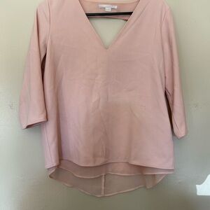 Elegant V-Neck Blouse in Soft Pink